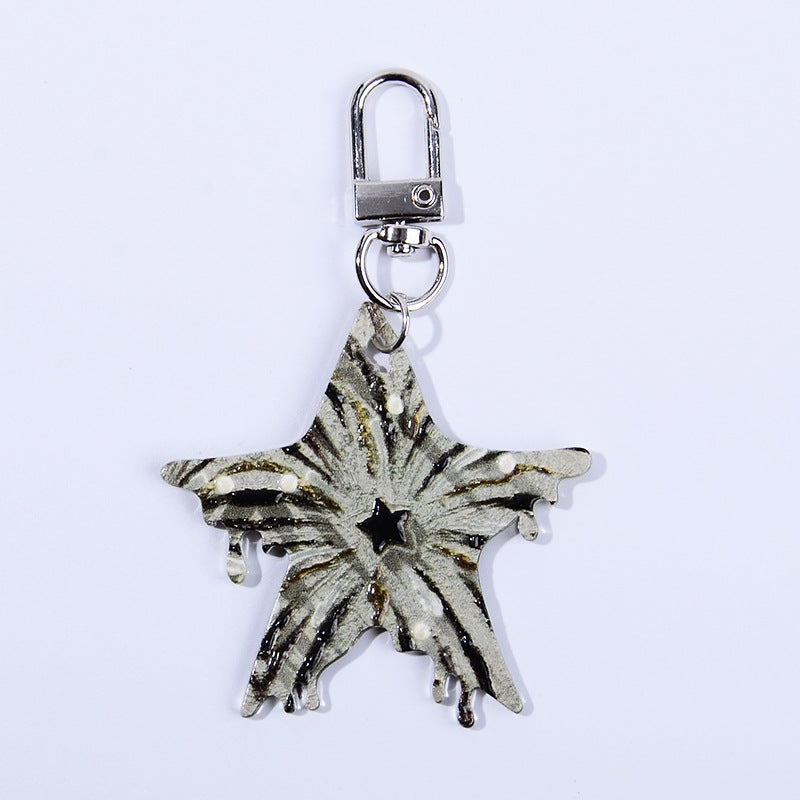 Wholesale 10pcs/ pack fireworks five-pointed star pendant diy keychain pendant